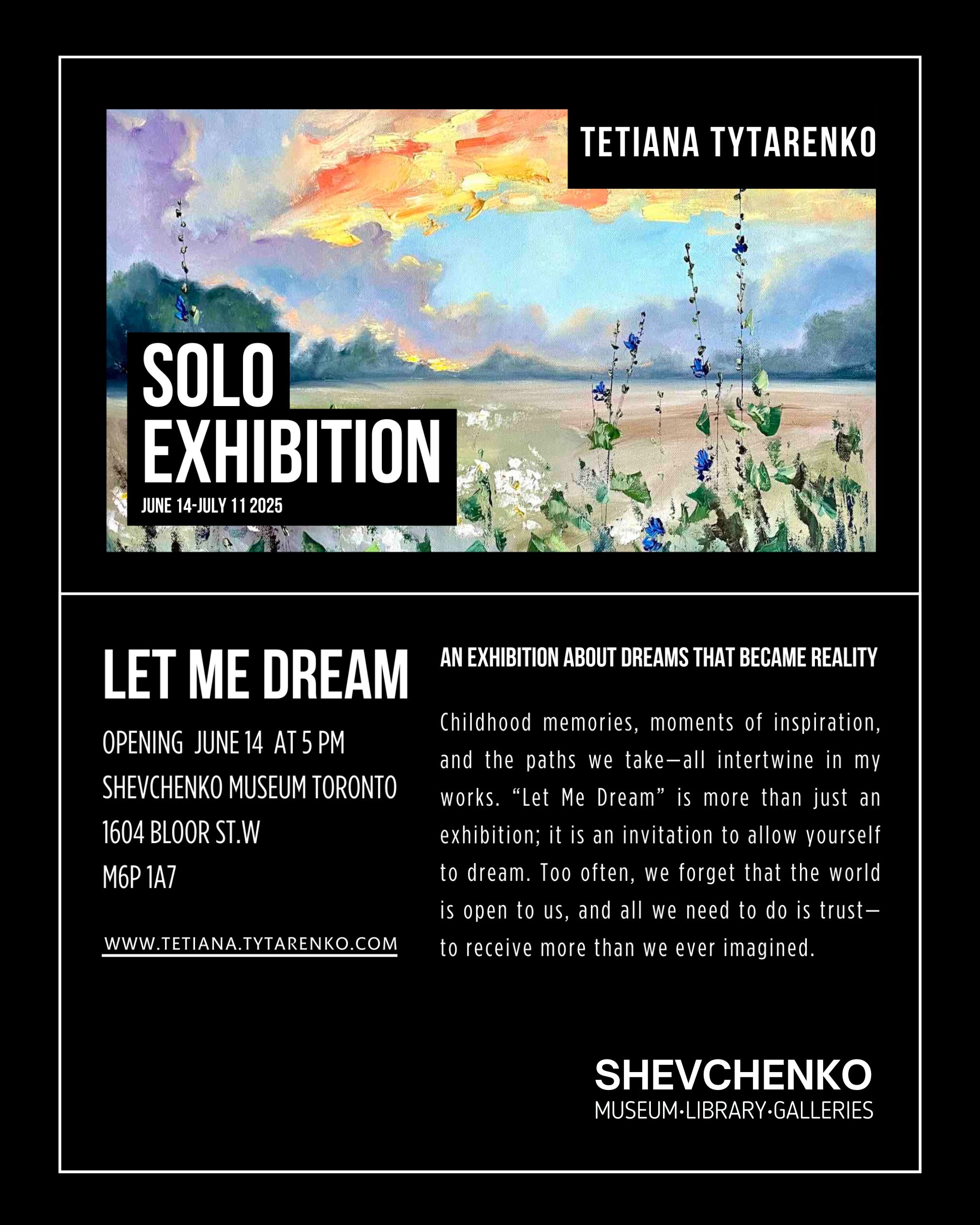 LET ME DREAM, an exhibition of art by Tetiana Tytarenko