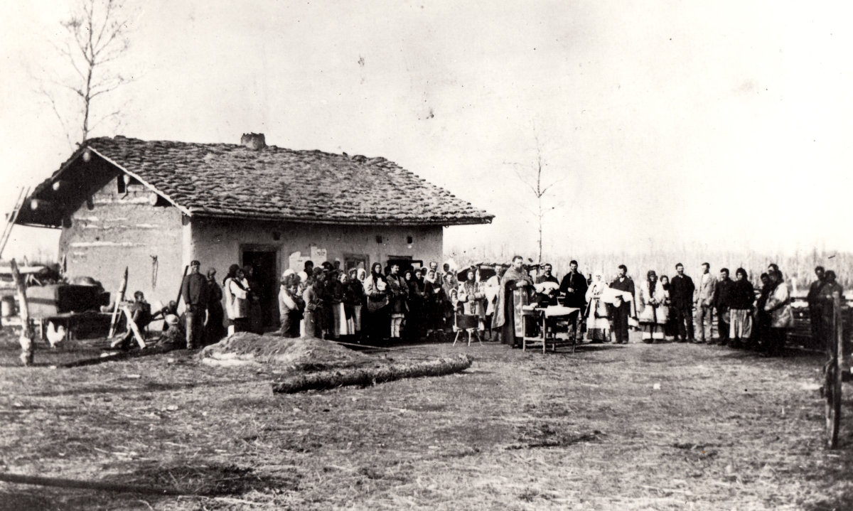 First Greek-Orthodox Baptism on homestead of J. Nemersky, Wostok, Alberta, 1898