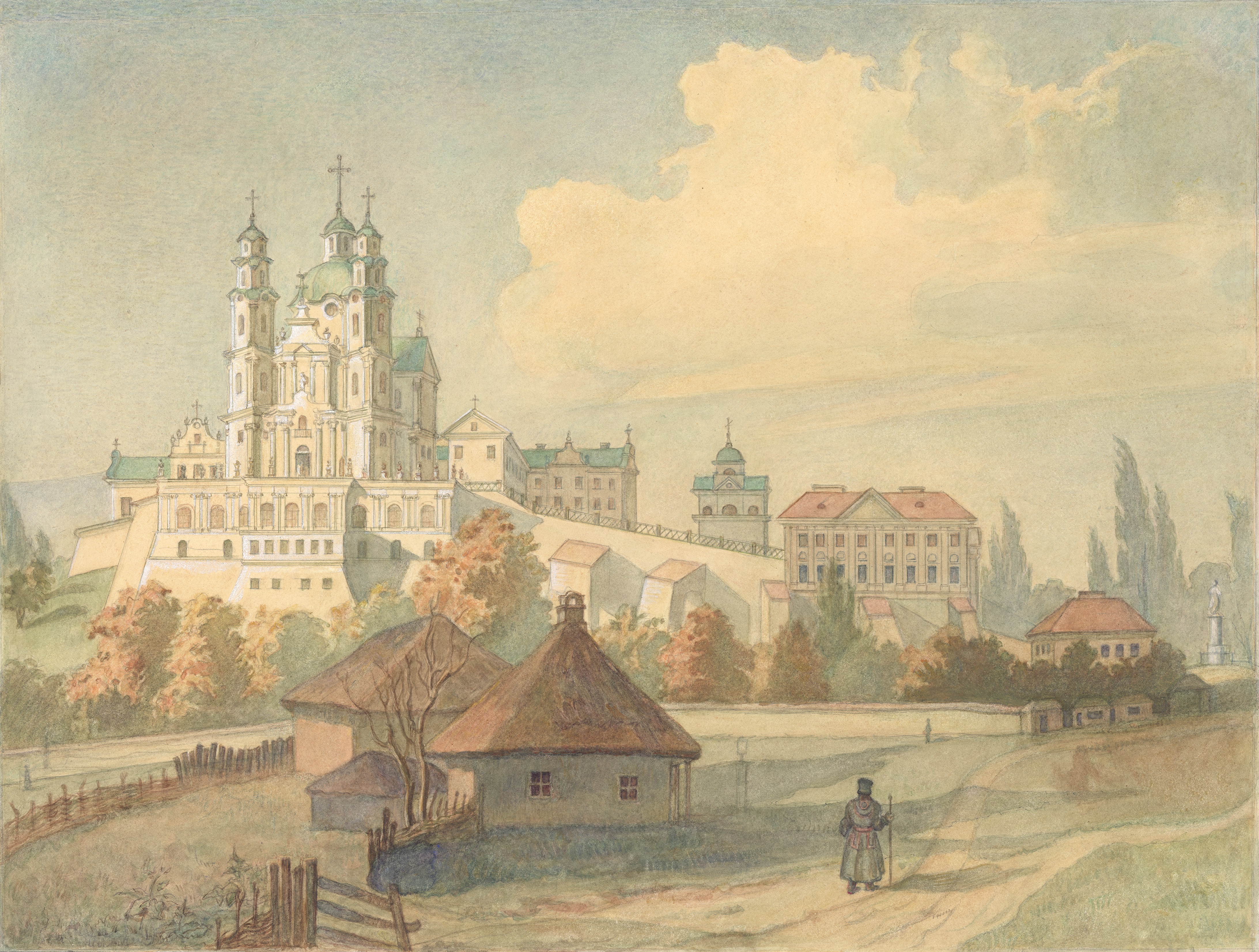 Pochaiv Lavra. Southern View, 1846, watercolour 